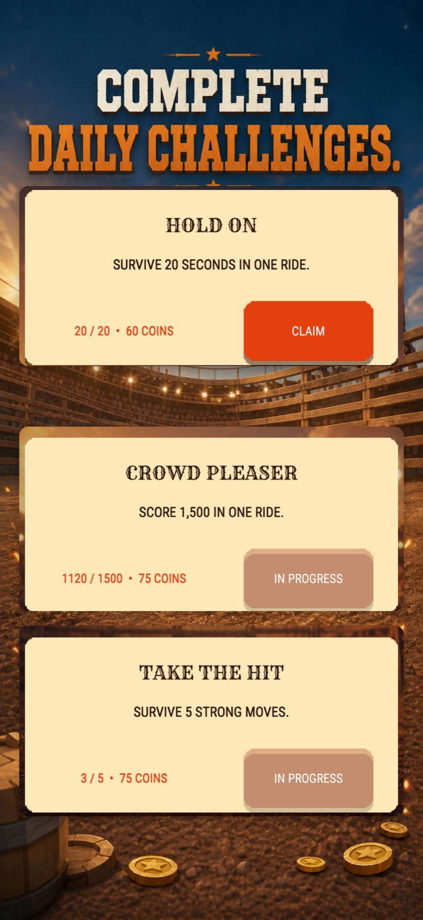 Daily challenges in Chaotic Rodeo